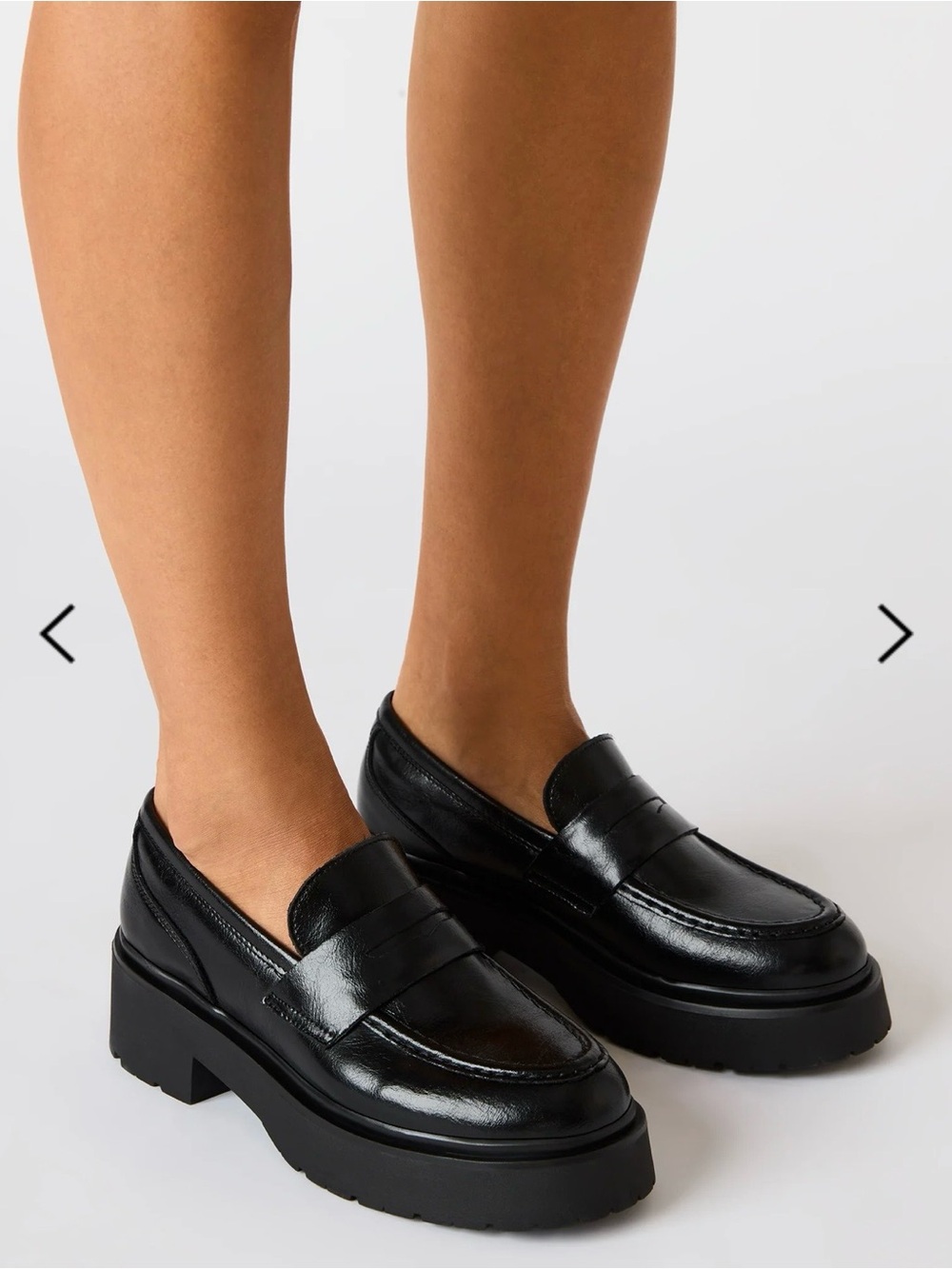 Steve Madden Layken Black Leather Platform Loafer Size 7
